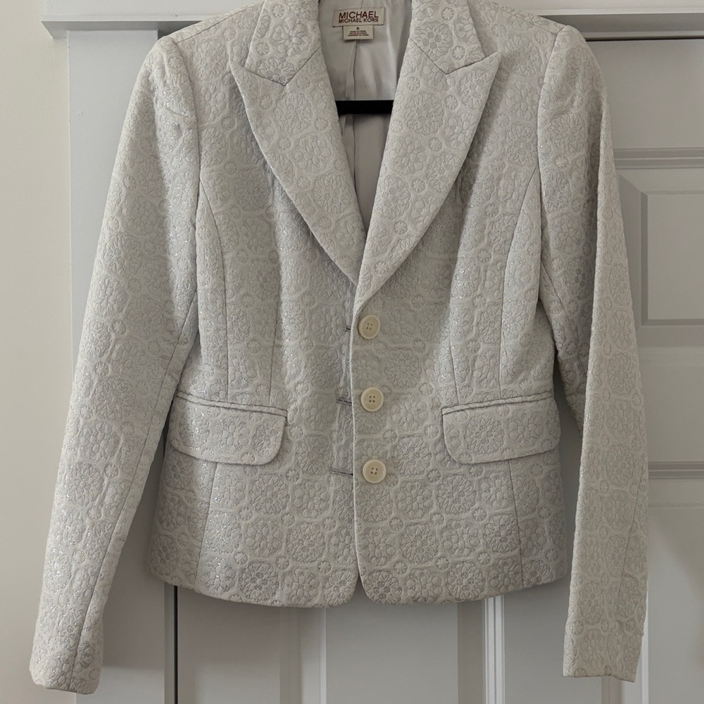 Michael Kors white with silver design blazer size 6.